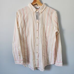 Sonoma Women’s Everyday Shirt Long Sleeve Button-Up Sz. M Beige NWT Boho-Chic